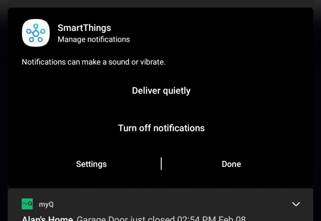The Android notification settings panel, which pops up when you tap-and-hold an individual notification